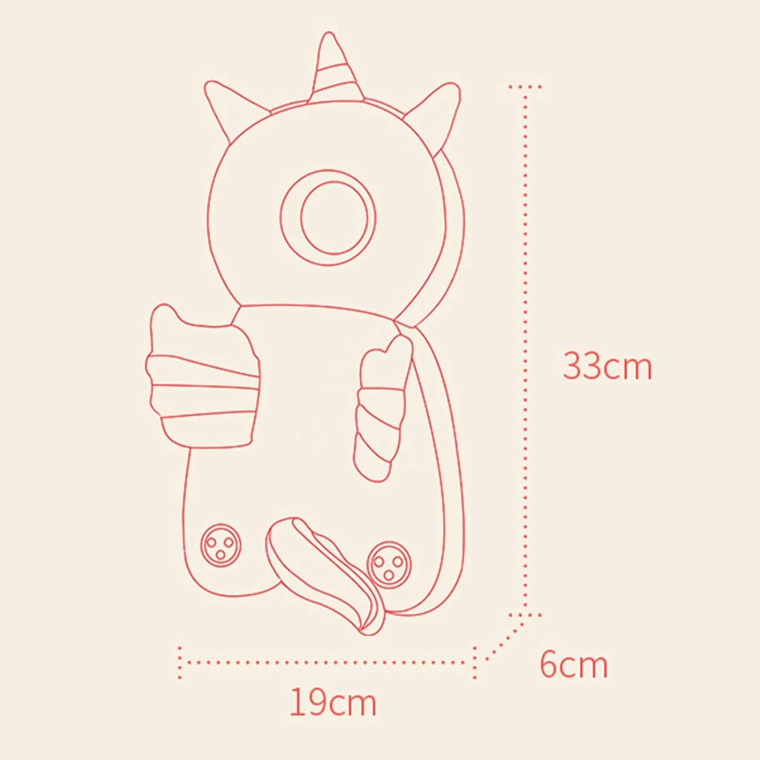 Perna Protectie Cap Bebelusi Tip Rucsac, Tetiera Antifurtune pentru Mers, Design Unicorn din Plus Moale, Bretele Ajustabile, 33x19x6 cm, Albastru