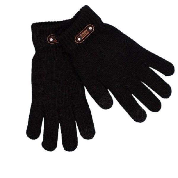 Manusi de Barbat, Model Tricotat cu Functie Touchscreen, Interior Catifelat si Manseta Elastica, Acril, Marime Universala, Negru