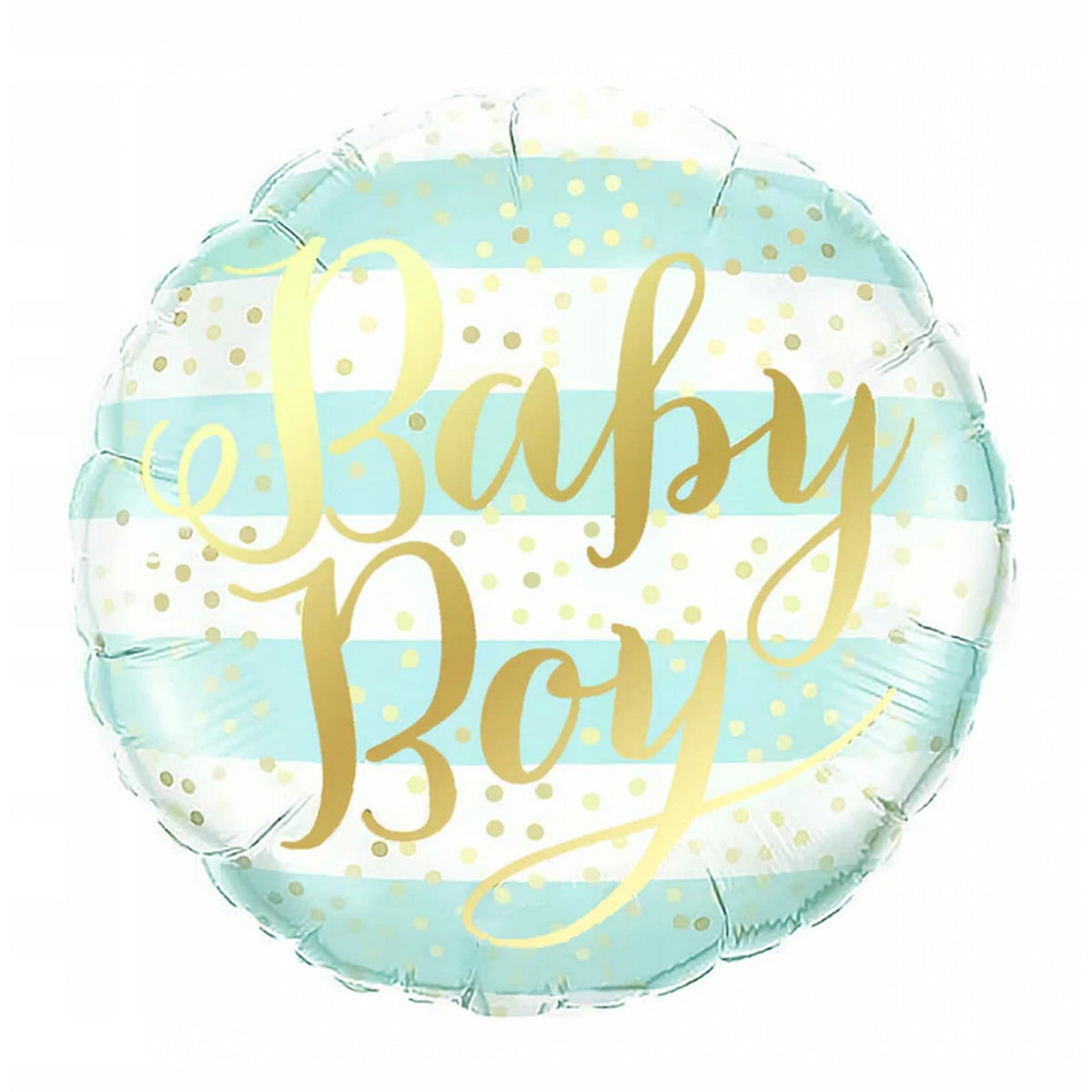 Balon din Folie Metalizata Baby Boy, Figurina Rotunda pentru Gender Reveal si Botez, Compatibil Aer sau Heliu, Include Pai Umflare, 45 cm, Albastru