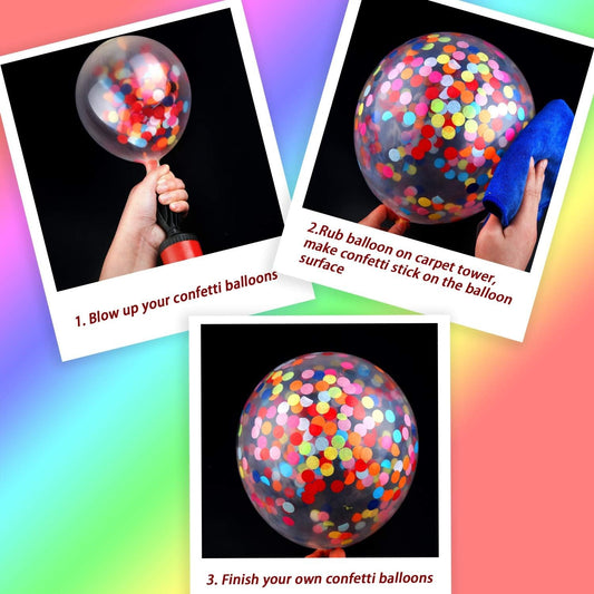 Set 10 Baloane din Latex cu Confetti Multicolore, Decoratiuni Petrecere Transparente, 30 cm, 2.8 g, Multicolore, Set 10 Bucati