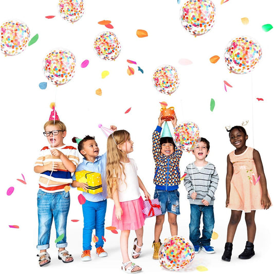 Set 10 Baloane din Latex cu Confetti Multicolore, Decoratiuni Petrecere Transparente, 30 cm, 2.8 g, Multicolore, Set 10 Bucati