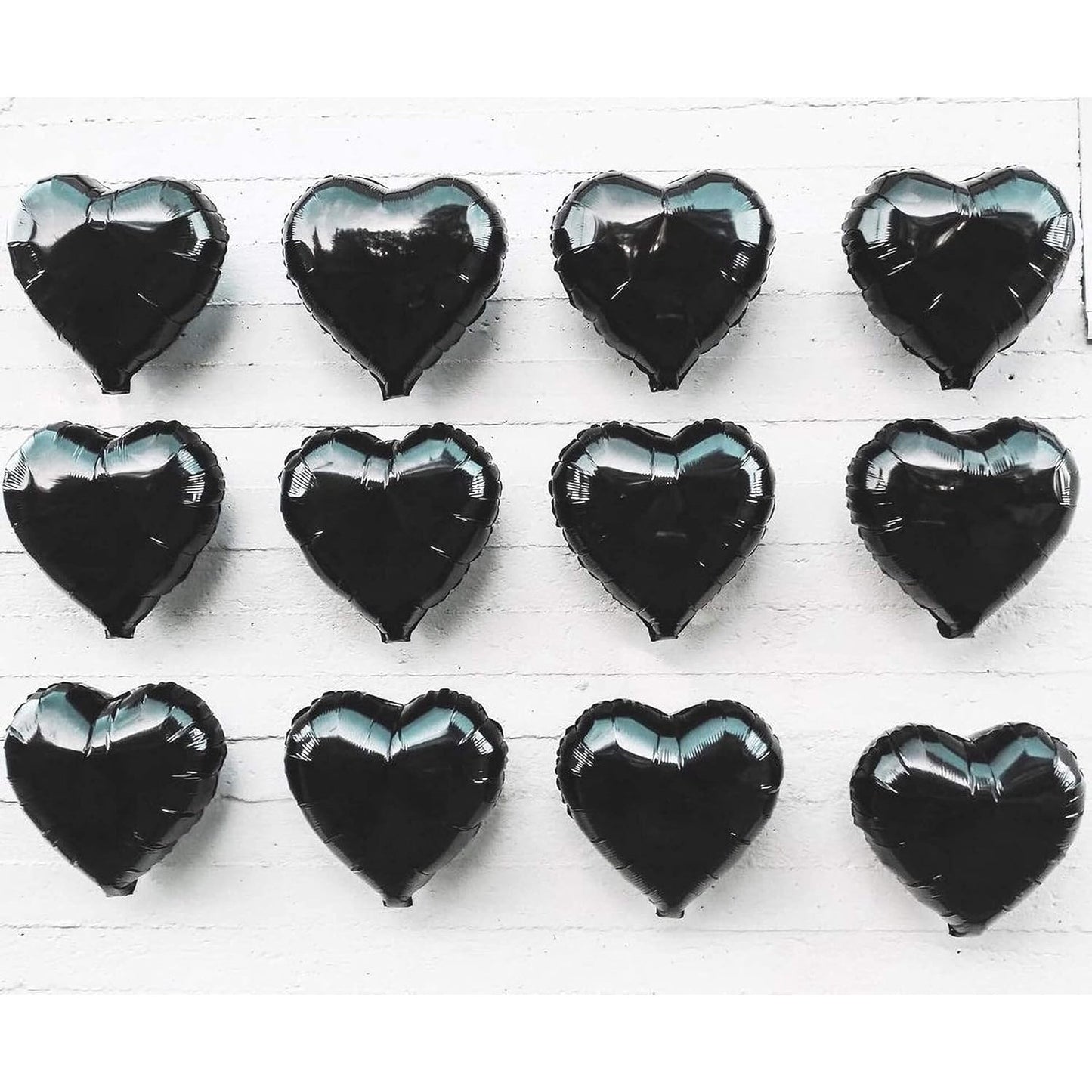 Balon din Folie Metalizata, Figurina Inima pentru Petrecere, Model Clasic cu Pai Inclus, Compatibil Aer sau Heliu, Negru, 40 cm