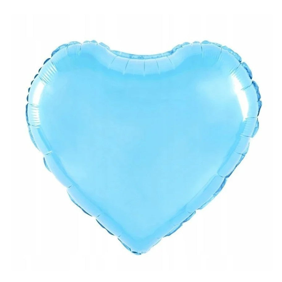 Balon din Folie Metalizata, Figurina Inimioara, Umflare Aer sau Heliu, Model Clasic, Include Pai Umflare, 40 cm, Bleu