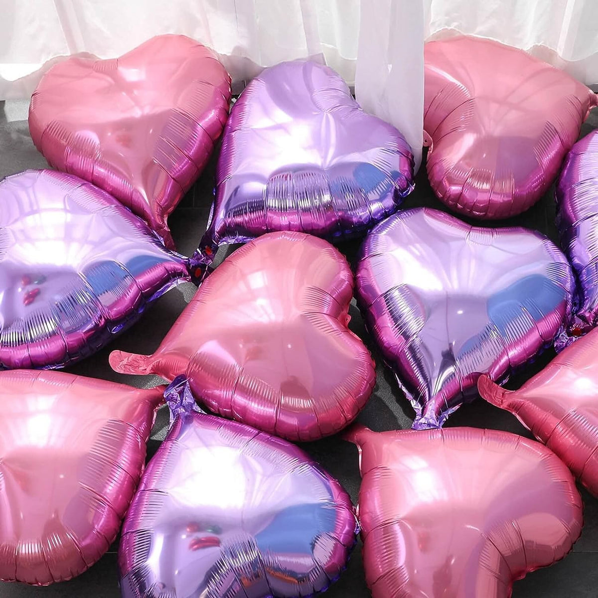 Balon din Folie Metalizata Inima, Figurina Tematica Iubire, Compatibil Aer si Heliu, Pai de Umflare Inclus, Mov Deschis, 40 cm