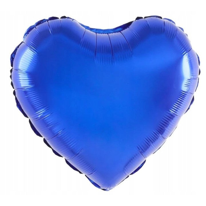 Balon din Folie Metalizata Inimioara, Figurina Tematica Iubire, Umflare Aer sau Heliu, Set cu Pai Inclus, 40 cm, Albastru