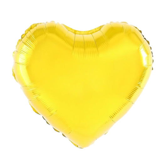 Balon din Folie Metalizata Inima, Figurina Tematica Iubire, Compatibil Aer sau Heliu, Include Pai Umflare, 40 cm, Auriu