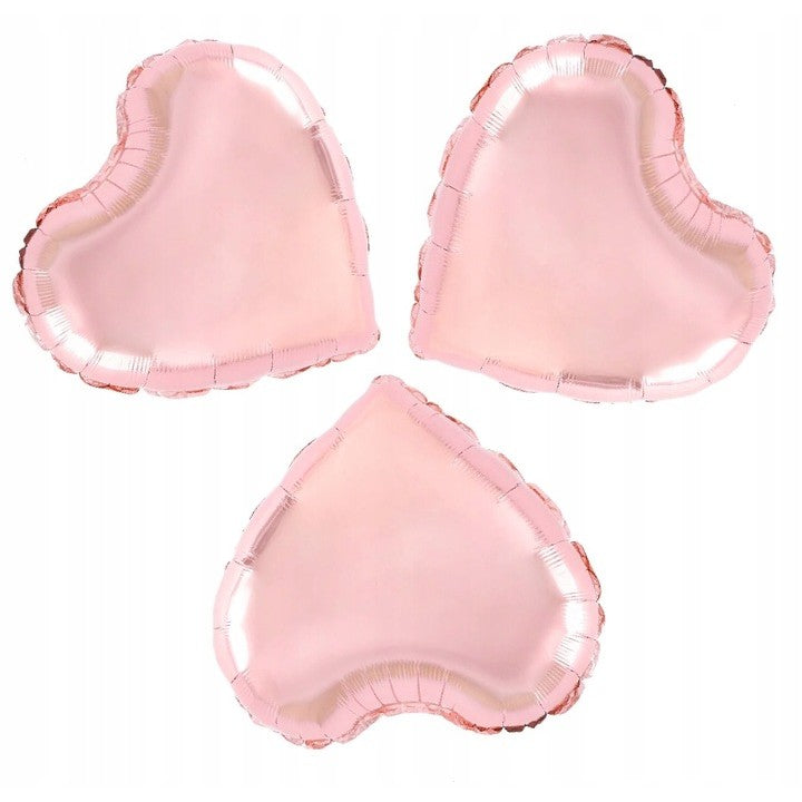 Balon din Folie Metalizată, Figurină Inimă pentru Aniversări și Evenimente, Set cu Pai Inclus, Compatibil Aer sau Heliu, Aluminiu, 40 cm, Rose Gold