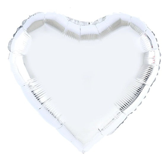 Balon din Folie Metalizata Inimioara, Figurina Decorativa pentru Petrecere, Umflare cu Aer sau Heliu, Include Pai, 40 cm, Argintiu