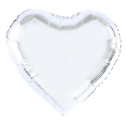 Balon din Folie Metalizata Inimioara, Figurina Decorativa pentru Petrecere, Umflare cu Aer sau Heliu, Include Pai, 40 cm, Argintiu