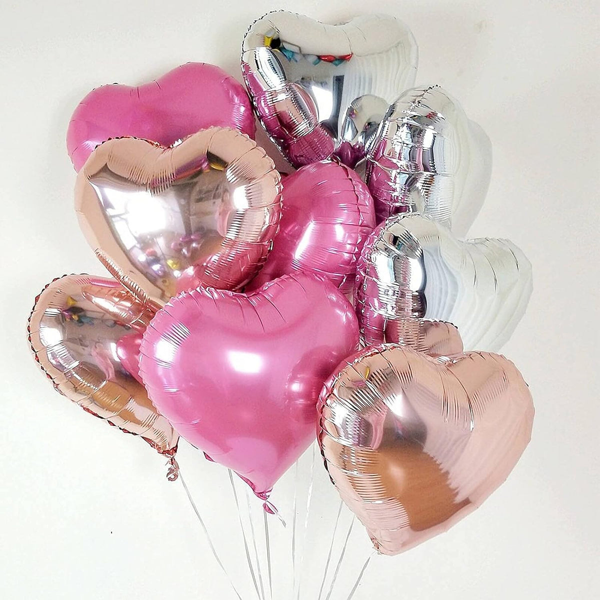 Balon din Folie Metalizata Inimioara, Figurina Decorativa pentru Petrecere, Umflare cu Aer sau Heliu, Include Pai, 40 cm, Argintiu