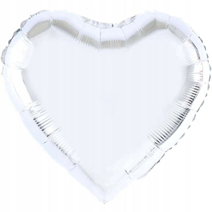 Balon din Folie Metalizata Inimioara, Figurina Decorativa pentru Petrecere, Umflare cu Aer sau Heliu, Include Pai, 40 cm, Argintiu