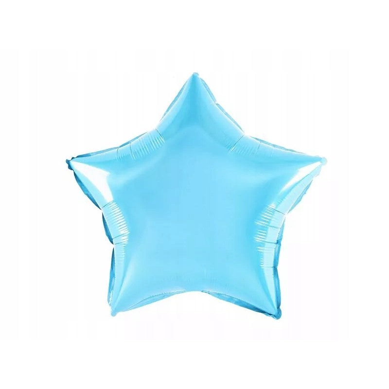 Balon din Folie Metalizata in Forma de Stea, Decoratiune Petrecere si Aniversare, Material Aluminiu, Umflare Aer sau Heliu, include Pai, 40 cm, Bleu