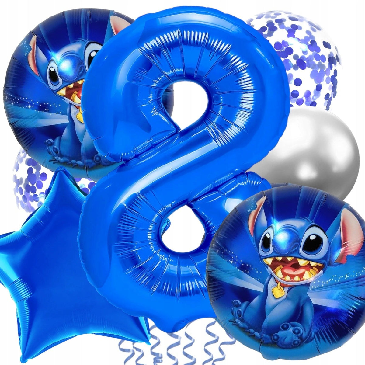 Balon din Folie Metalizata, Figurina Stea, Tematica Aniversare, Umflare Aer sau Heliu, Include Pai, 40 cm, Albastru