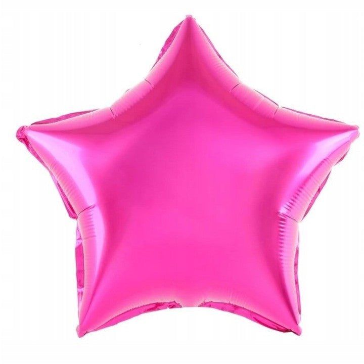 Balon din Folie Metalizata, Figurina Stea pentru Aniversare, Model Clasic, Umflare cu Aer sau Heliu, include Pai, 40 cm, Roz