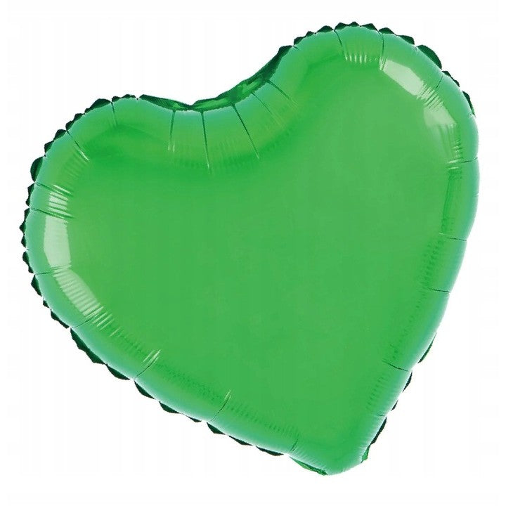 Balon din Folie Metalizata Inima, Figurina Tematica Iubire, Compatibil Aer sau Heliu, Include Pai Umflare, 40 cm, Verde