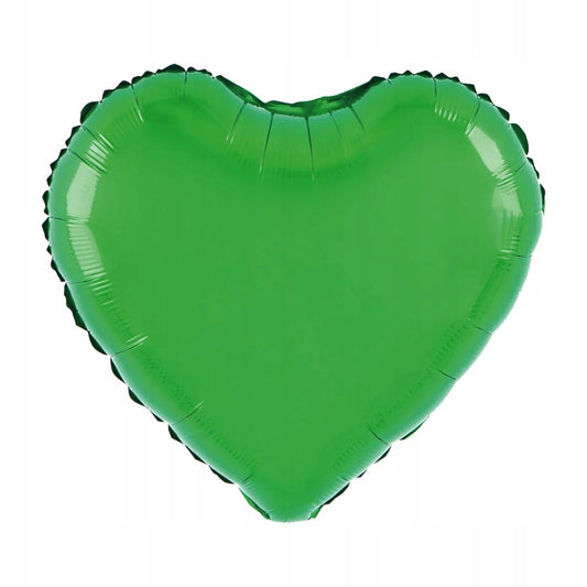Balon din Folie Metalizata Inima, Figurina Tematica Iubire, Compatibil Aer sau Heliu, Include Pai Umflare, 40 cm, Verde