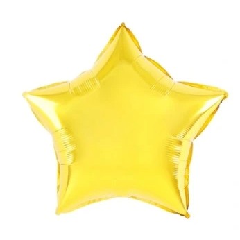 Balon din Folie Metalizata, Figurina Stea, Umflare Aer sau Heliu, Set cu Pai Inclus, Model Aniversare, Auriu, 40 cm