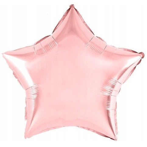 Balon din Folie Metalizata, Figurina Stea pentru Aniversare, Compatibil Aer sau Heliu, Material Aluminiu, Pai Inclus, 40 cm, Rose Gold