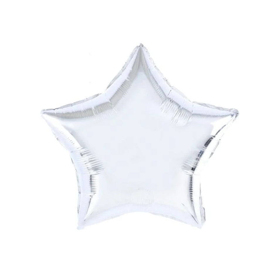 Balon din Folie Metalizata in Forma de Stea, Figurina Decorativa pentru Petreceri si Aniversari, Compatibil Aer sau Heliu, Include Pai de Umflare, 40 cm, Argintiu