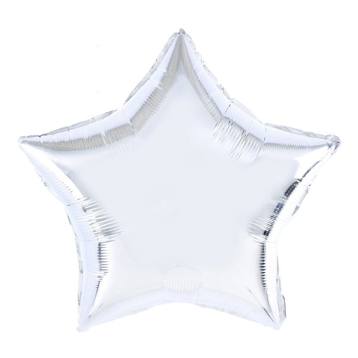 Balon din Folie Metalizata in Forma de Stea, Figurina Decorativa pentru Petreceri si Aniversari, Compatibil Aer sau Heliu, Include Pai de Umflare, 40 cm, Argintiu