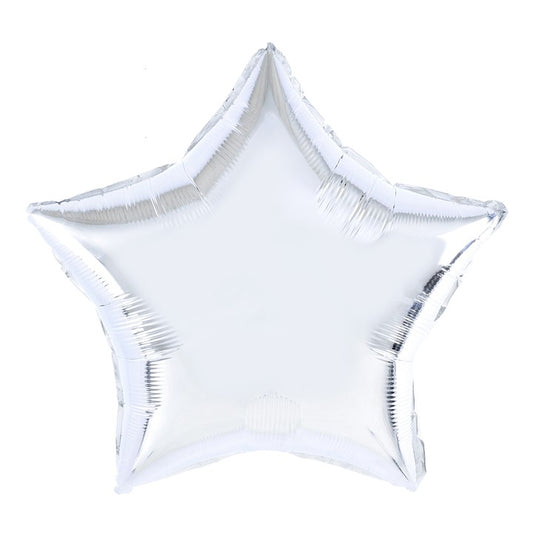 Balon din Folie Metalizata in Forma de Stea, Figurina Decorativa pentru Petreceri si Aniversari, Compatibil Aer sau Heliu, Include Pai de Umflare, 40 cm, Argintiu