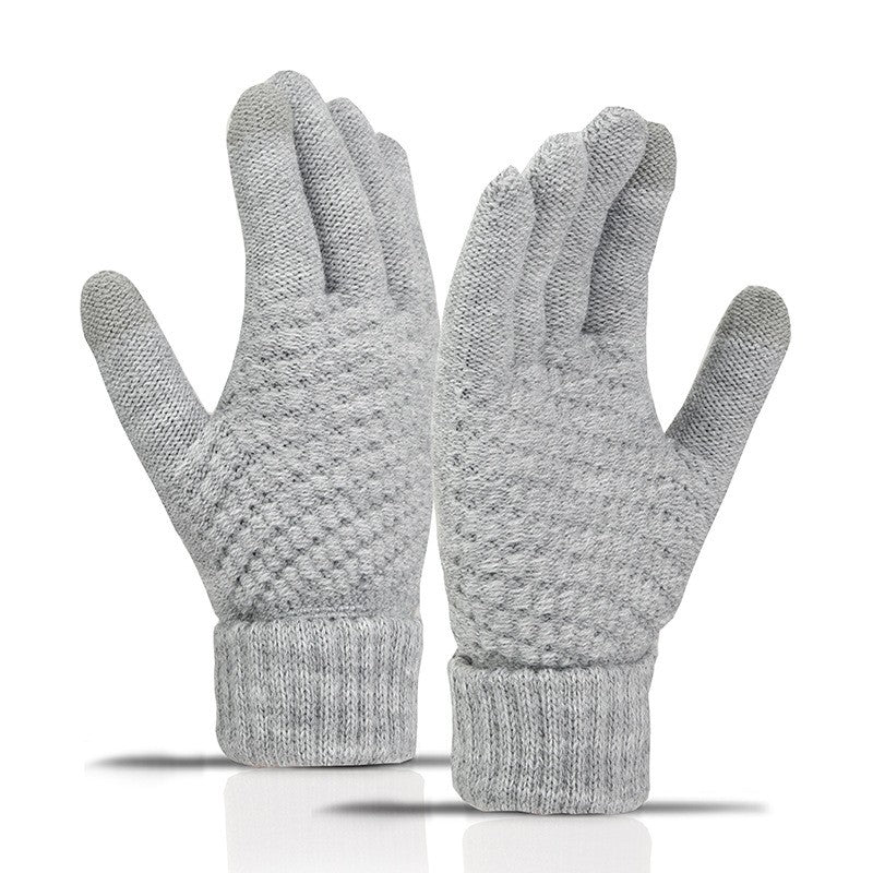 Manusi de Dama pentru Ecran Tactil, Functie Touchscreen si Interior Catifelat, Acril Tricotat, Manseta Elastica, Marime Universala, Gri