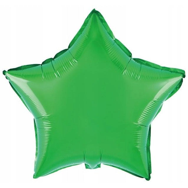 Balon din Folie Metalizata, Figurina Stea pentru Aniversare, Compatibil Aer si Heliu, Include Pai Umflare, 40 cm, Verde Glow
