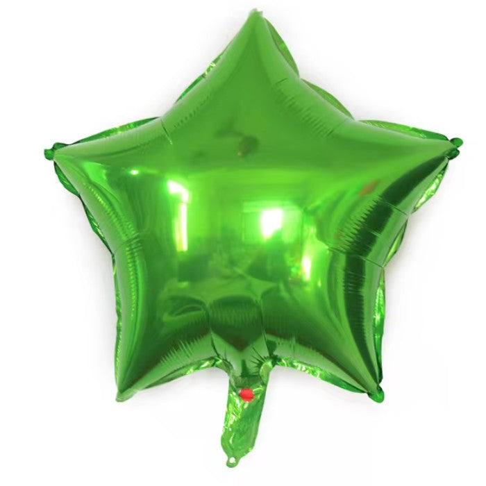 Balon din Folie Metalizata, Figurina Stea pentru Aniversare, Compatibil Aer si Heliu, Include Pai Umflare, 40 cm, Verde Glow