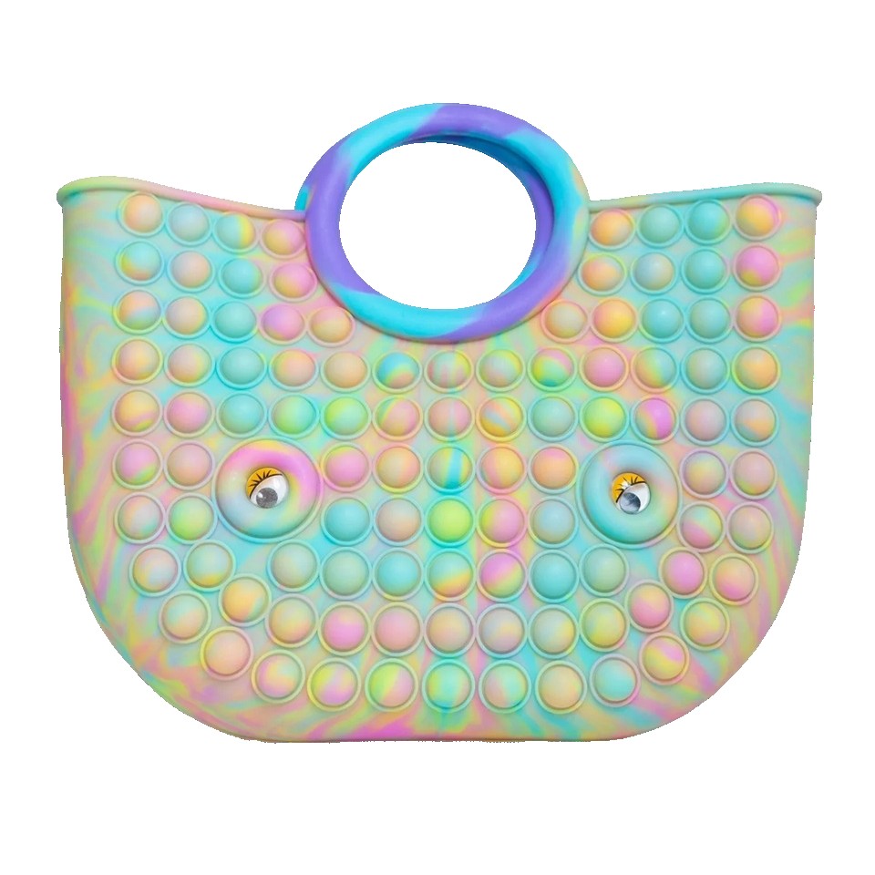Jucarie Antistres Pop It Now And Flip It, Model Geanta, Silicon, 28 cm, Multicolor