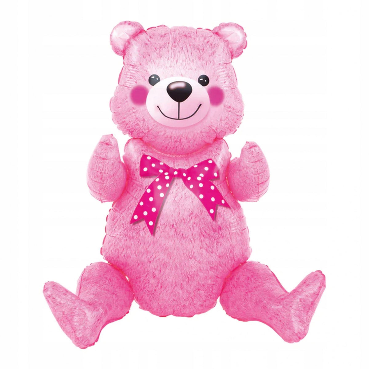 Balon din Folie Metalizata, Figurina Ursulet Asezat, Tematica Baby Shower si Aniversare, Umflare cu Aer sau Heliu, Roz, 44x82.5 cm