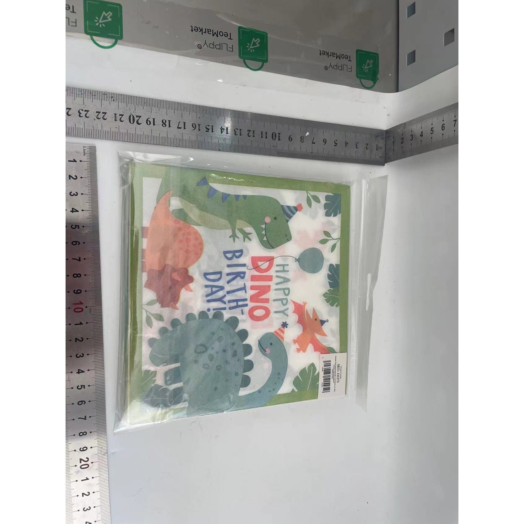 Servetele de Masa Happy Birthday, Model Dinozauri Dino Party, Tematica Aniversare Copii, Hartie Absorbanta, 33x33 cm, Verde, Set 20 Bucati