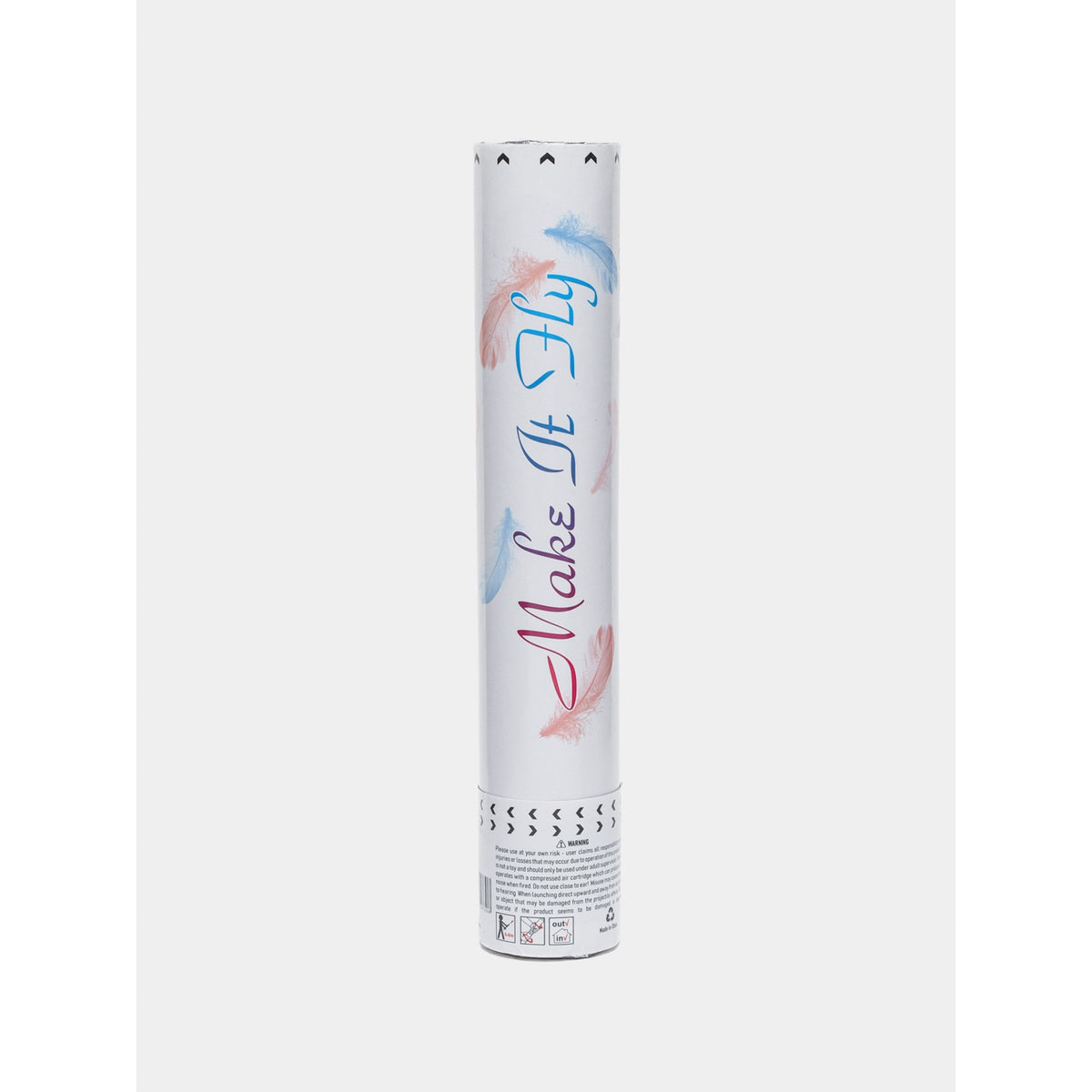 Make It Fly Tub Confetti, Tun Aer Comprimat cu Pene Rosii, Lansator Artificii Petrecere, Carton, 27 cm, Rosu