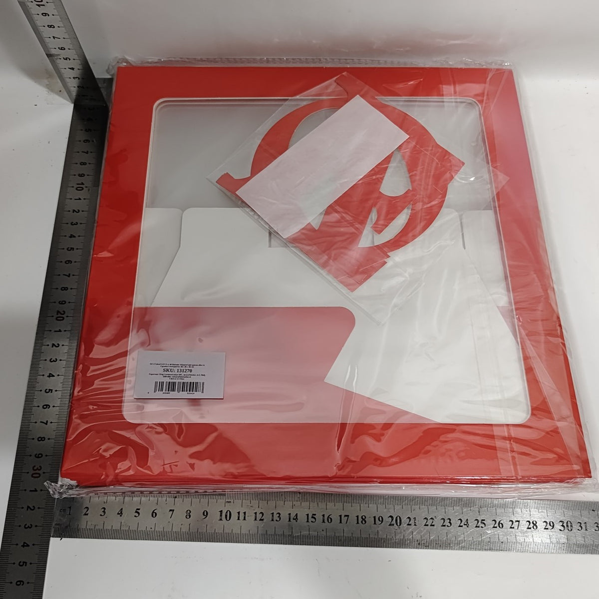 Set 4 Cutii pentru Baloane, Cuburi Decorative Love, Accesorii Petrecere și Nuntă, Plastic și Carton, 30x30 cm, Transparente cu Contur Roșu