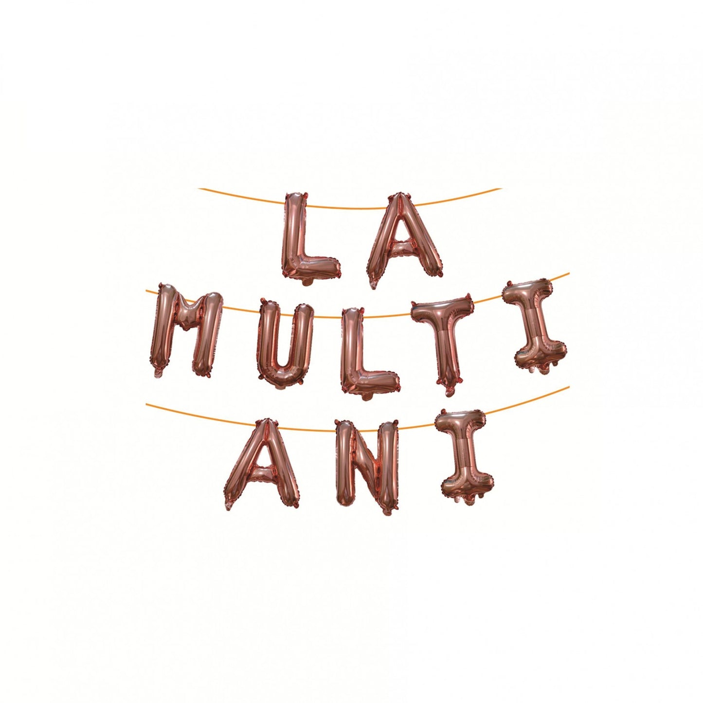 Set 10 Baloane Litere La Multi Ani, Figurine Din Folie Metalizata Pentru Aniversare, Umflare Aer Sau Heliu, Pai Inclus, 40 cm, Bej
