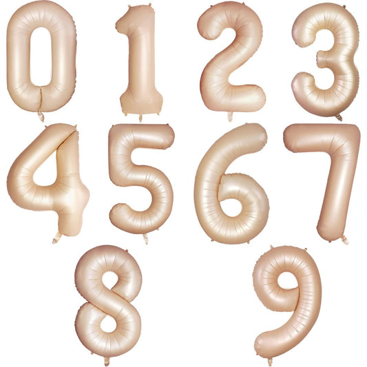 Balon Aniversar Cifra 6, Figurina Gigant pentru Petrecere, Umflare Aer sau Heliu, Folie Metalizata, 100 cm, Crem