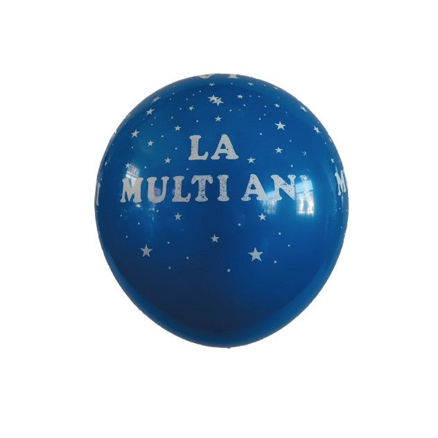 Set 10 Baloane Aniversare La Multi Ani, Model Party din Latex, Umflare cu Aer sau Heliu, Include Pai, 23 cm, Albastru