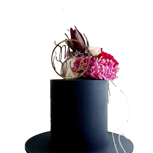Topper Tort Mr & Mrs, Decoratiune Nunta si Aniversare, Plastic Rezistent, Auriu, 1 Bucata