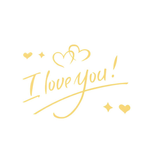 Autocolant Decorativ I Love You, Sticker Perete Tematica Iubire, Vinil Premium Rezistent, Format A4, 21x29 cm, Auriu