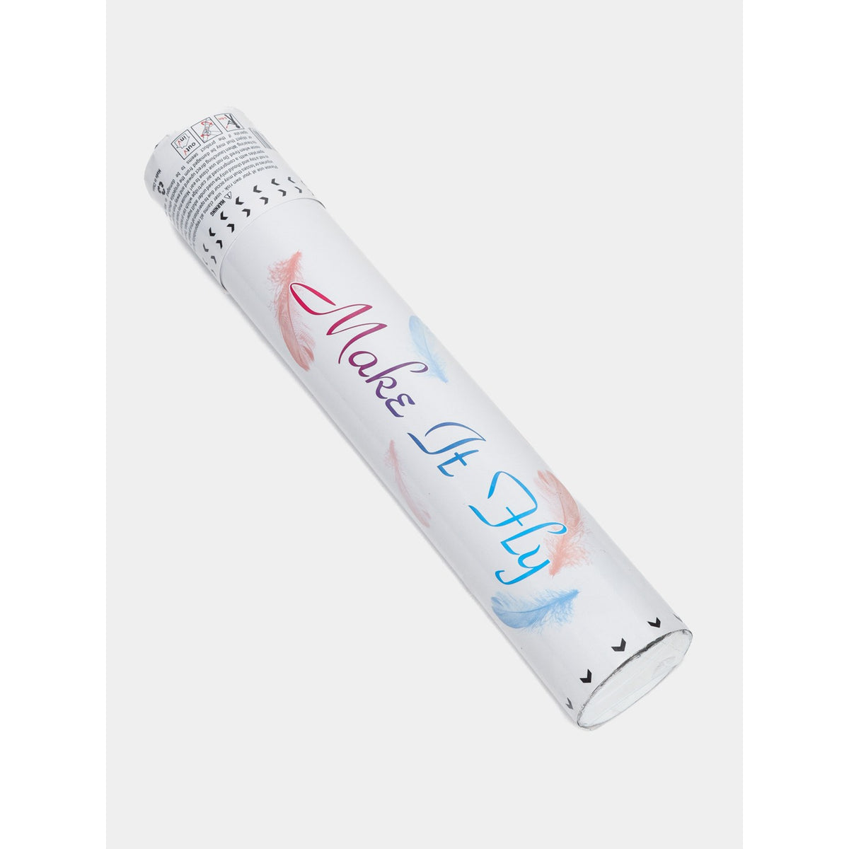 Make It Fly, Tub Confetti Cu Pene, Tun Lansator Efect Spectaculos Nunta Si Petreceri, Carton, 27 cm, Alb