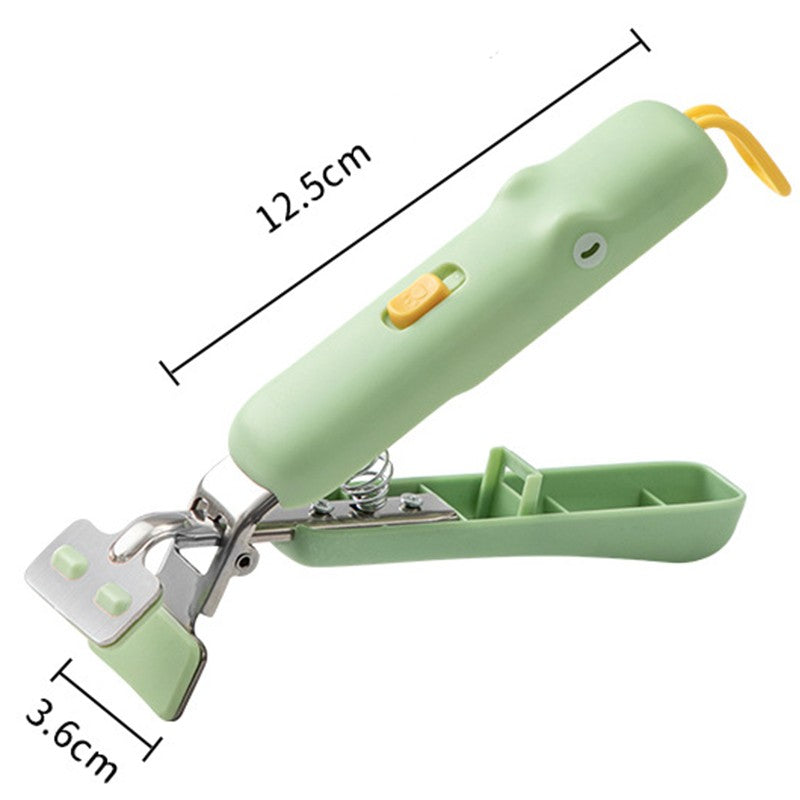 Clemă Pentru Boluri și Vase Fierbinți, Cleste Anti-Alunecare Cu Protecție Din Silicon, Inox Și Mâner Rezistent La Temperaturi Înalte, Model Animat, 12.5x3.6 cm, Verde