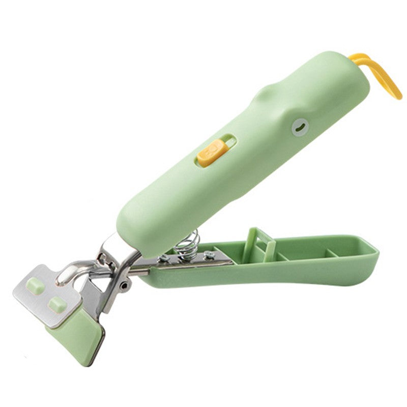 Clemă Pentru Boluri și Vase Fierbinți, Cleste Anti-Alunecare Cu Protecție Din Silicon, Inox Și Mâner Rezistent La Temperaturi Înalte, Model Animat, 12.5x3.6 cm, Verde