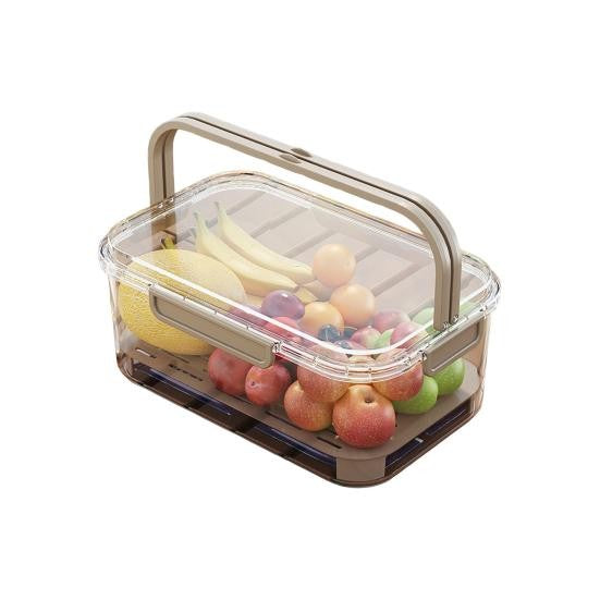 Caserola Pranz si Cutie de Depozitare Alimente, Separator Gheata si Scurgere, Mentinere Temperatura, Polipropilena, 25x16.5x11.5 cm, Gri/Transparent