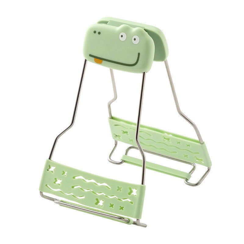 Clemă pentru Boluri și Vase Fierbinți, Dispozitiv Anti-Alunecare Termorezistent, Protecție din Silicon cu Model Animat, 19x12 cm, Verde