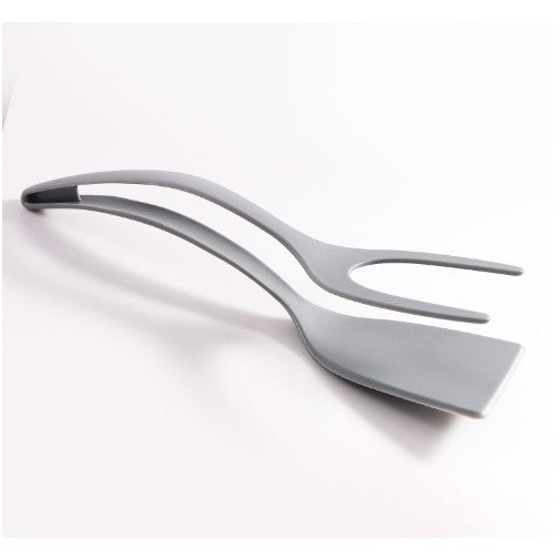 Spatula Multifunctionala Tip Cleste Pentru Gatit, Silicon Si Polipropilena, Ideala Pentru Carne Si Paine, 31 x 8.5 cm, Gri