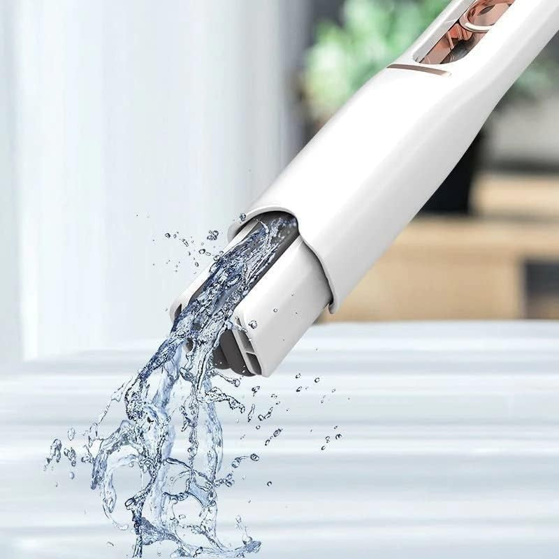 Mini Mop Portabil Cu Autostoarcere, Dispozitiv De Curatat Manual Cu Burete PVA Absorbant, Cap Rotativ Pentru Spatii Inguiste, Design Compact Suspendabil, 29.5 x 15.5 cm, 2 Rezerve Inlcuse, Alb