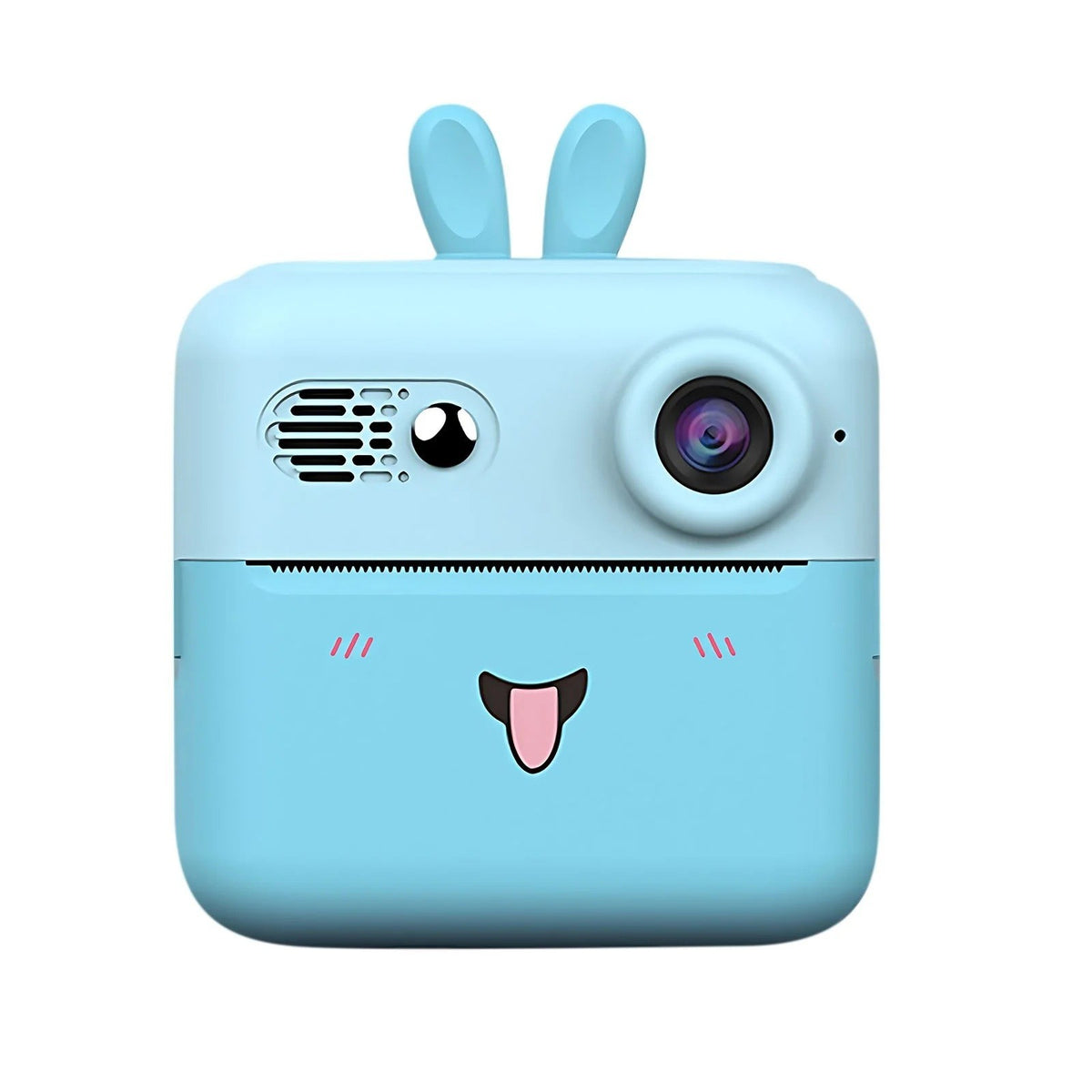Camera Foto Instantanee pentru Copii, Imprimare Termica, Bluetooth App, Rezolutie 24MP, Video HD, Model Iepuras, ABS, Albastru