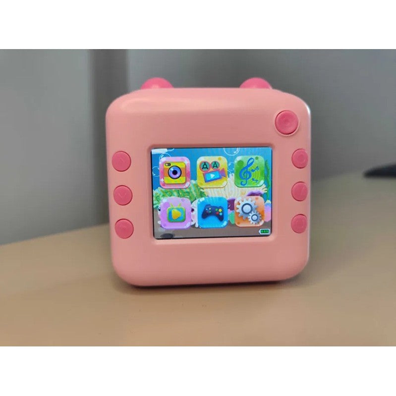 Camera Foto Instantanee pentru Copii, Functie Imprimare Termica, Bluetooth App, Video 720p, Dual Lens 24MP, Ecran 2.4 Inch HD, Design Iepuras cu Urechi, ABS, Roz