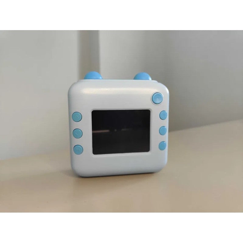Camera Instantanee Copii cu Imprimare Termica, Foto 24MP si Video HD 720p, Conexiune Bluetooth iOS si Android, Ecran 2.4 Inch, Acumulator 1200 mAh, Slot Card 32GB, Model Iepuras, Albastru