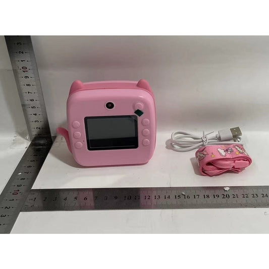 Camera Foto Instantanee pentru Copii, Functie Imprimare Termica si Selfie, Ecran 2.4 Inch, Bluetooth, Slot Card SD, Conexiune Aplicatie iOS si Android, Design Pisica, Plastic ABS, Roz