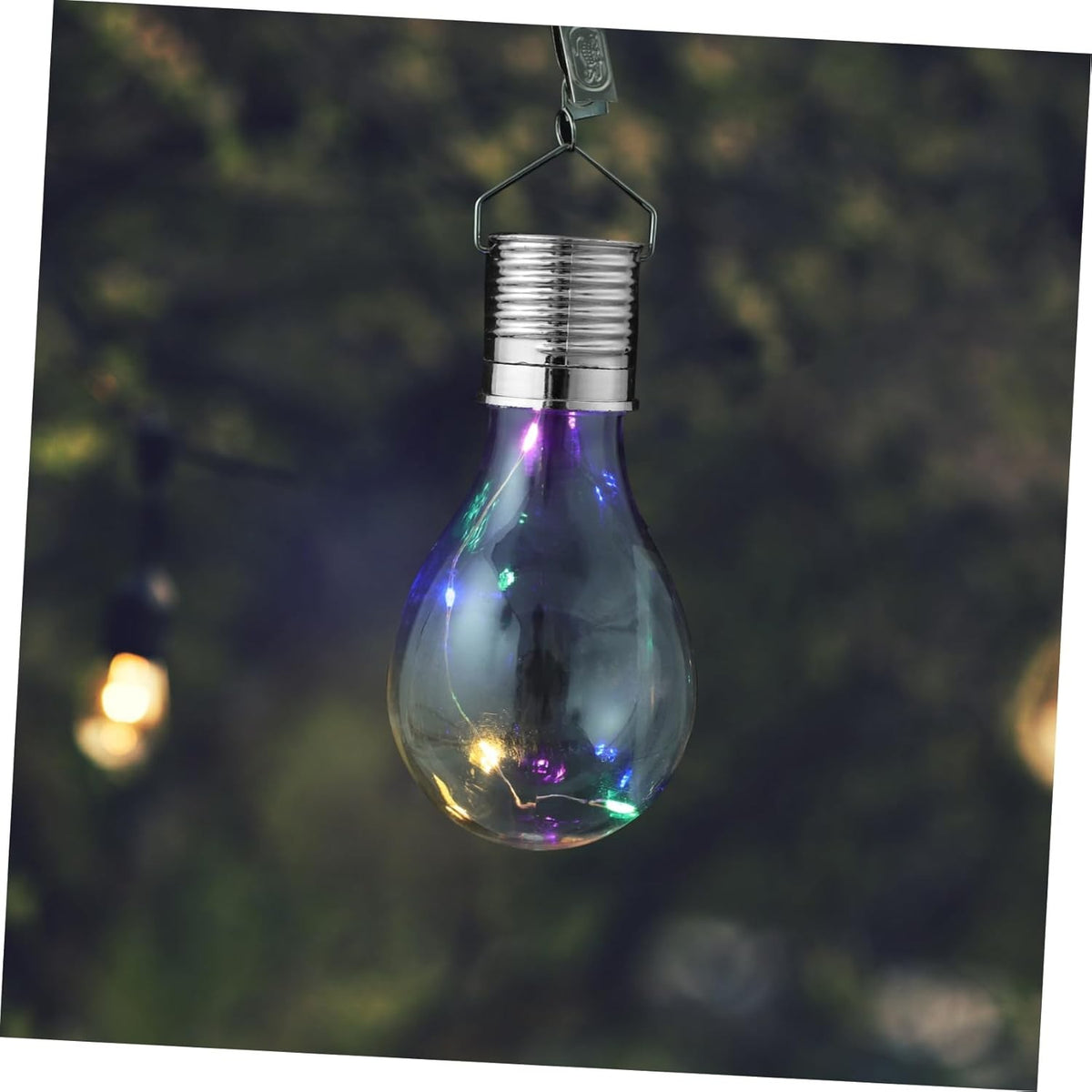 Lampa Solara LED Decorativa, Model Bec Suspendat pentru Gradina si Terasa, Protectie IP65 Rezistenta la Apa, Plastic Transparent, Lumina Multicolora RGB